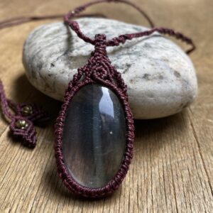 Handgemachte Fluorite Fluorit Pendant Macrame Necklace English German p154 4574